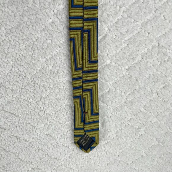 Ermenegildo Zegna Abstract Mens Tie Handmade Gold 3.75" x 60" Silk Made in Italy - Picture 4 of 8